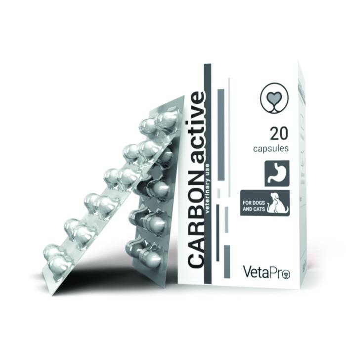 VetaPro Carbon Active papildai šunims ir katėms, sutrikusiai virškinimo trakto veiklai, N20