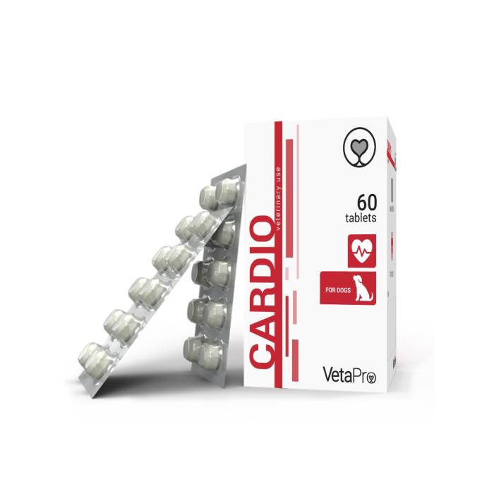 VetaPro Cardio Chewable papildai šunims, širdies ir kraujagyslių sistemos funkcijai palaikyti, N60