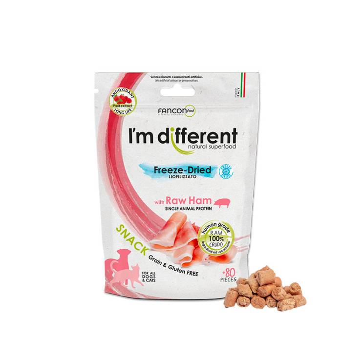 I'm Different Snack Raw Ham liofilizuoti skanėstai šunims ir katėms, 40 g