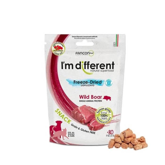 I'm Different Snack Wild Boar liofilizuoti skanėstai šunims ir katėms, 40 g