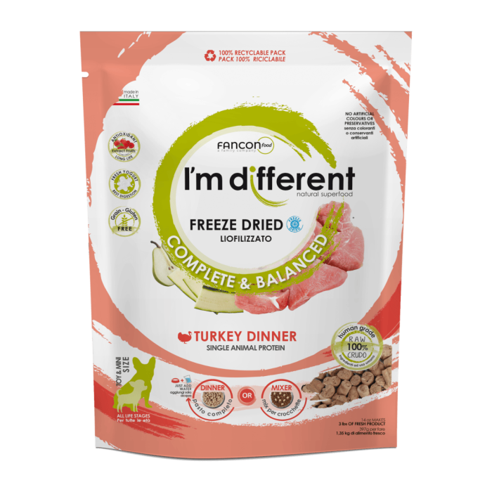 I'm Different Turkey Dinner liofilizuotas maistas šunims, 397 g