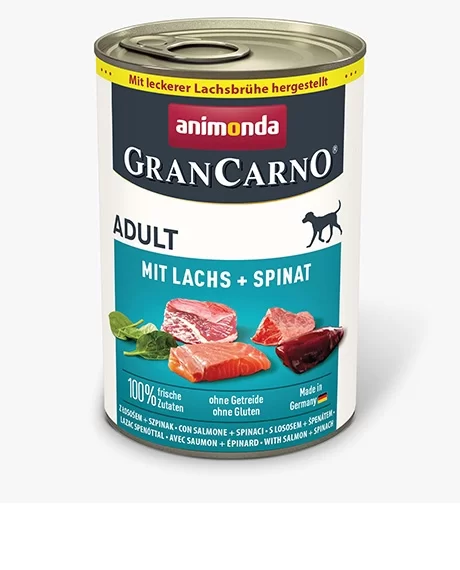Animonda GranCarno Adult konservai šunims su lašiša ir špinatais, 400 g