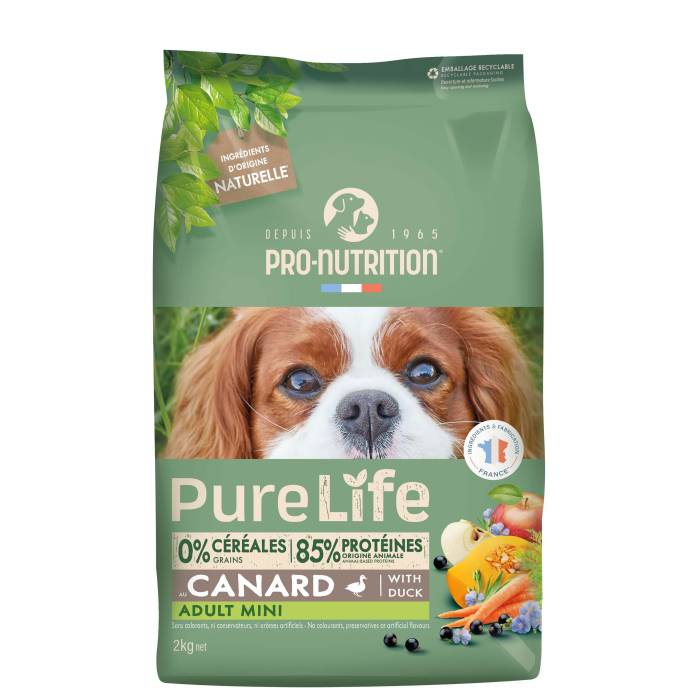 Pro Nutrition Pure Life Adult Mini Duck sausas maistas suaugusiems mažų veislių šunims, 2 kg