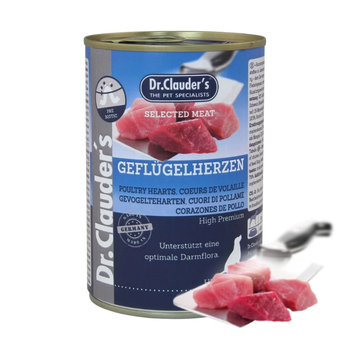 Dr. Clauder's Poultry Hearts šlapias maistas šunims su vištienos širdelėmis, 400 g