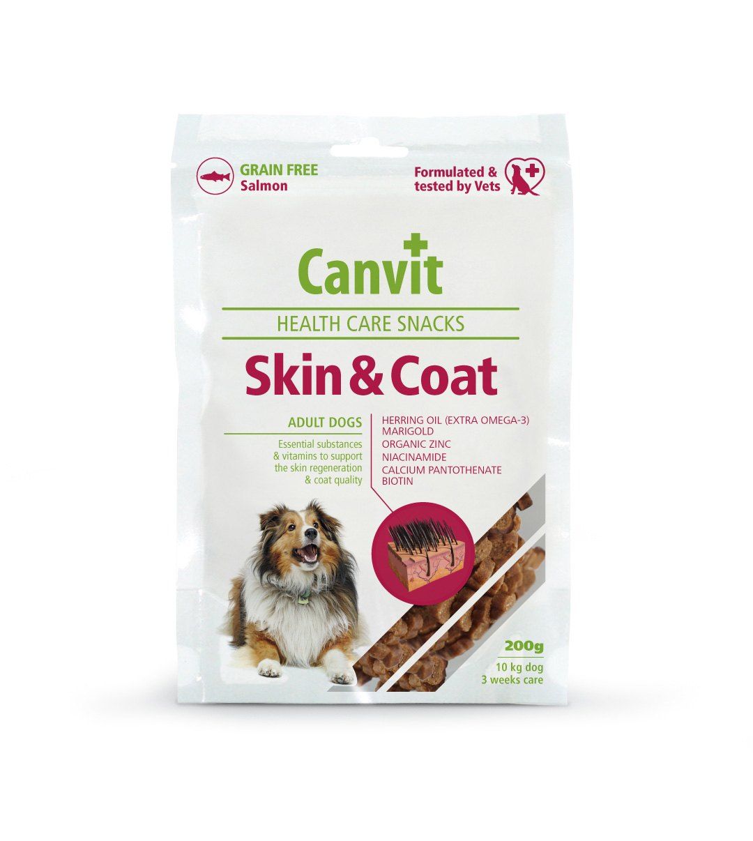 Canvit Skin and coat - funkcinis skanėstas šunims sveikai odai ir blizgiam kailiui, 200g