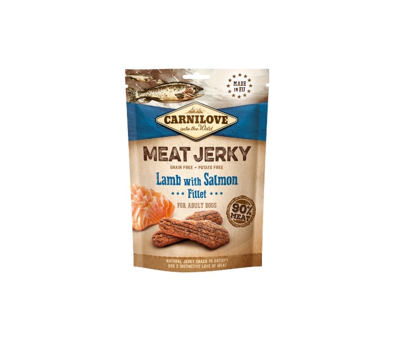 Carnilove Jerky Lamb Salmon Fillet skanėstas šunims su ėriena ir lašiša 100g