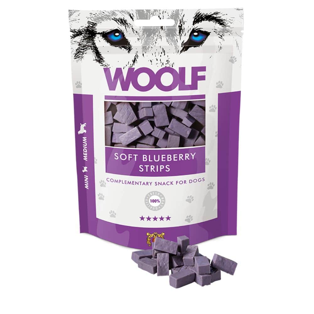 WOOLF Soft Blueberry Strips Skanėstai šunims su mėlynėmis 100g