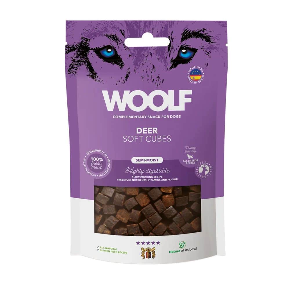 WOOLF Deer Cubes - skanėstai šunims su elniena, kubeliai