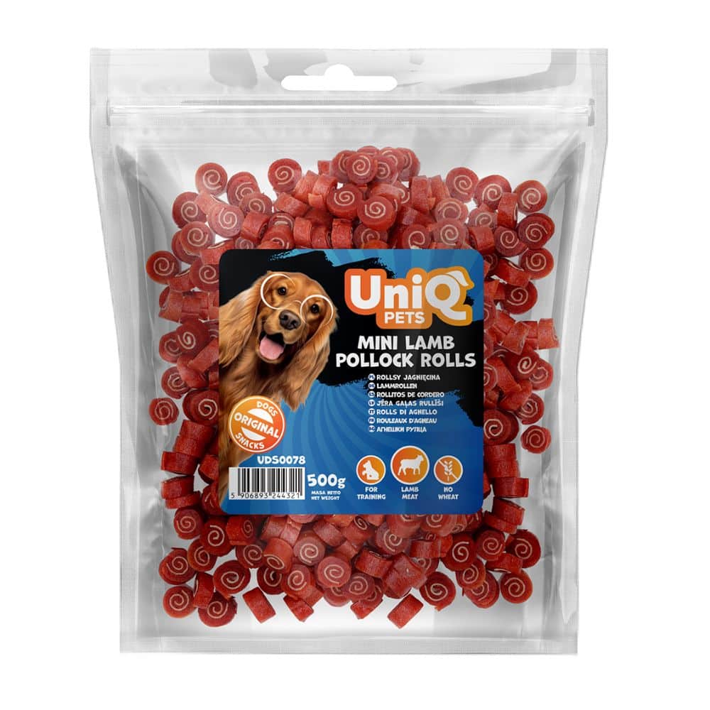 UNIQ Pets mini rolls with lamb - minkšti ėrienos suktinukai, 500g