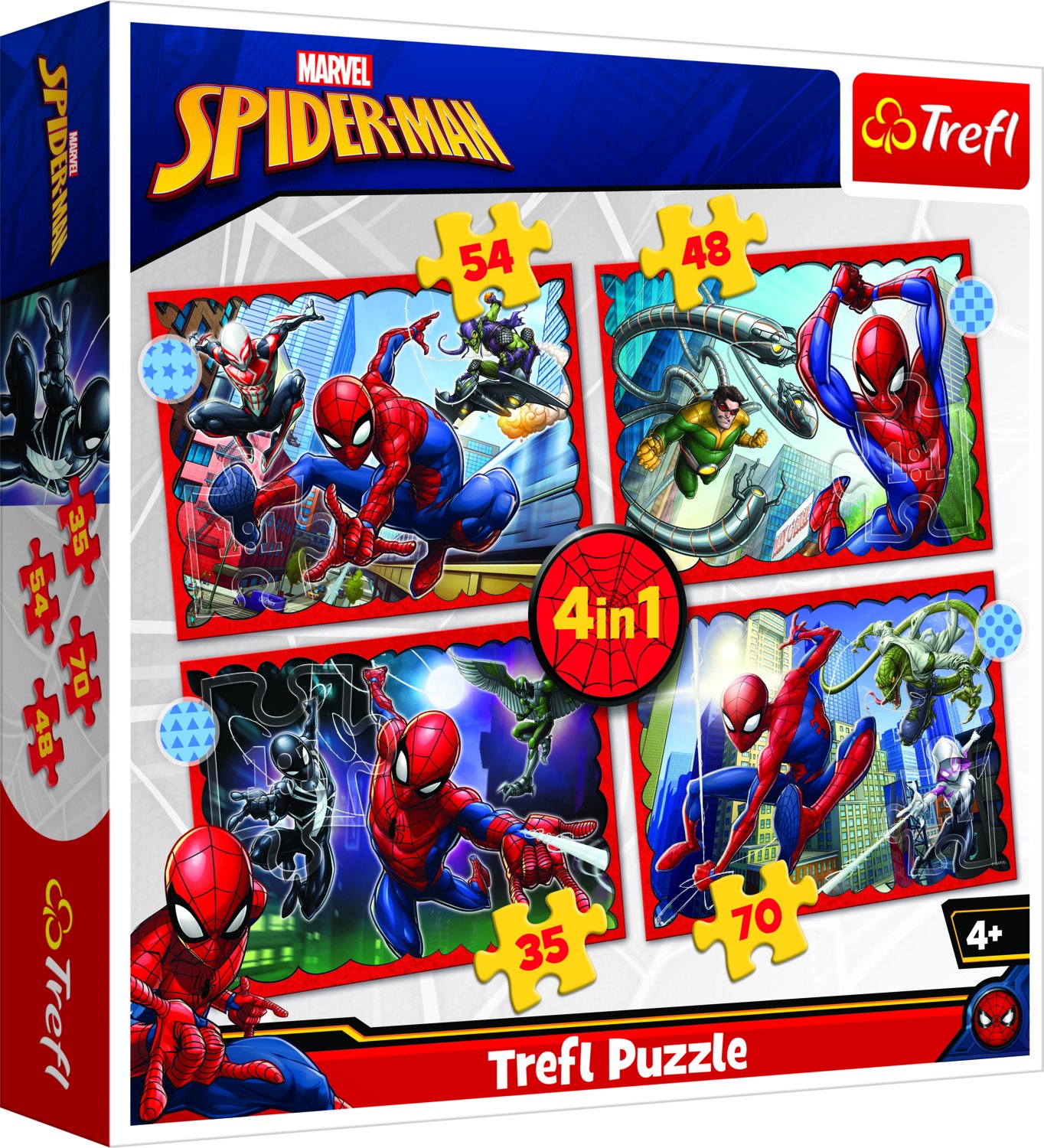 TREFL SPIDER-MAN 4 dėlionių rinkinys „Žmogus-voras“