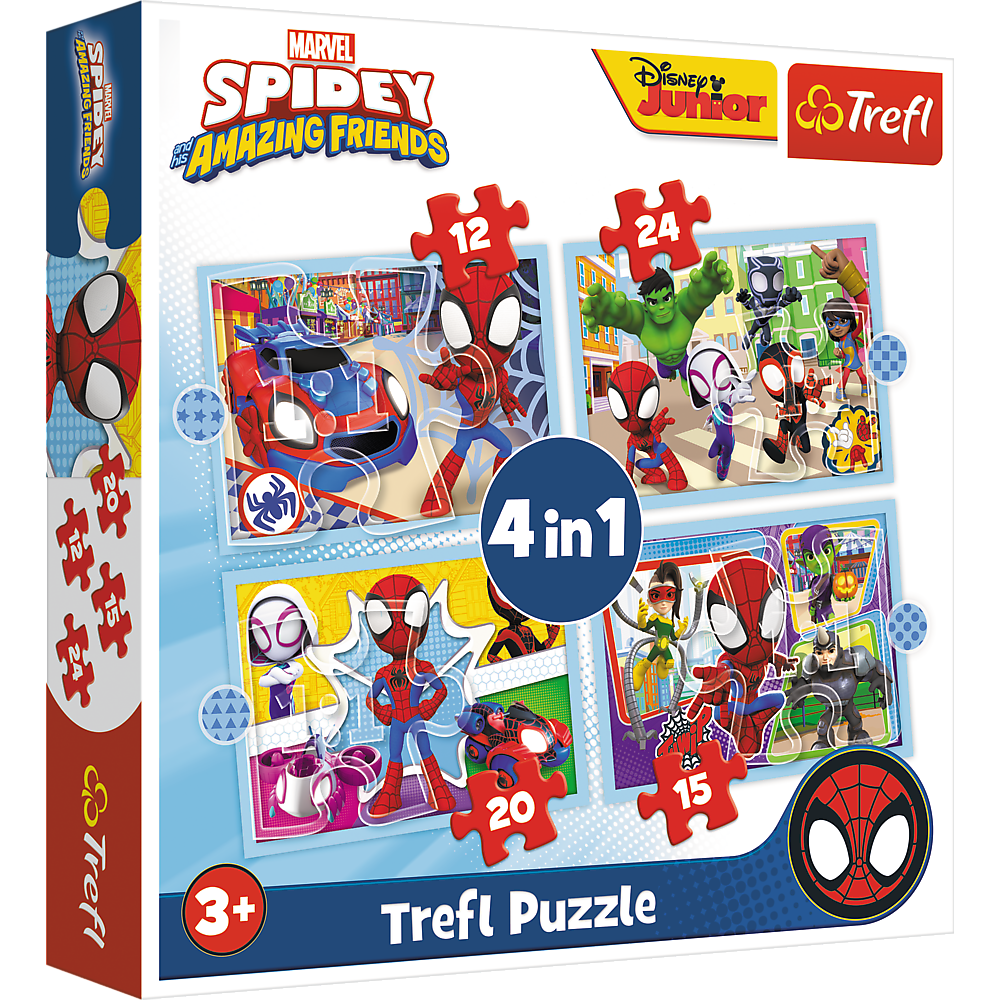 TREFL SPIDER-MAN 12+24+20+15 dėlionių rinkinys „Spidey“