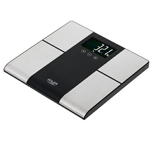 Svarstyklės Adler Bathroom scale with analyzer AD 8165 Maximum weight (capacity) 225 kg, Accuracy 100 g, Body Mass Index (BMI) measuring, Stainless