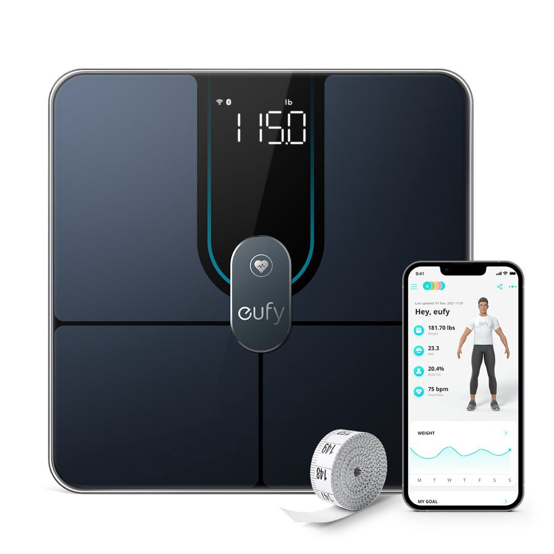 Eufy Smart Scale P2 Pro Kvadratas Juoda Elektroninės vonios svarstyklės
