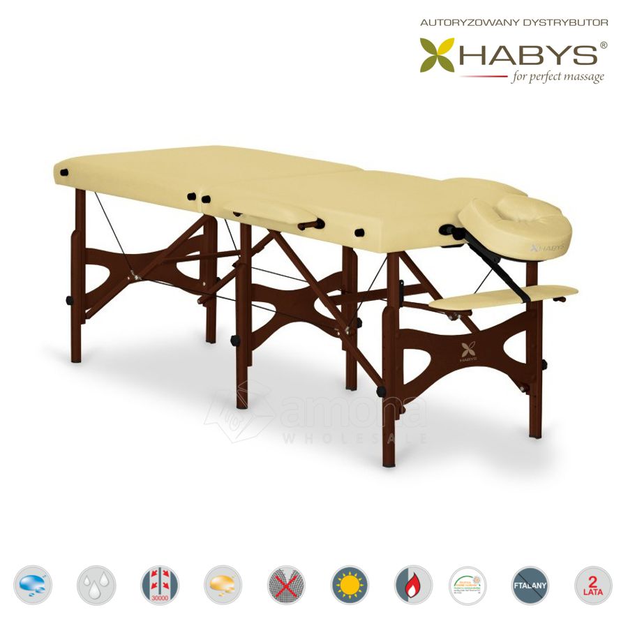 Sulankstomas masažo stalas HABYS Panda Vinyl Flex Beige 210x70cm Su Dažytu Buko Rėmu