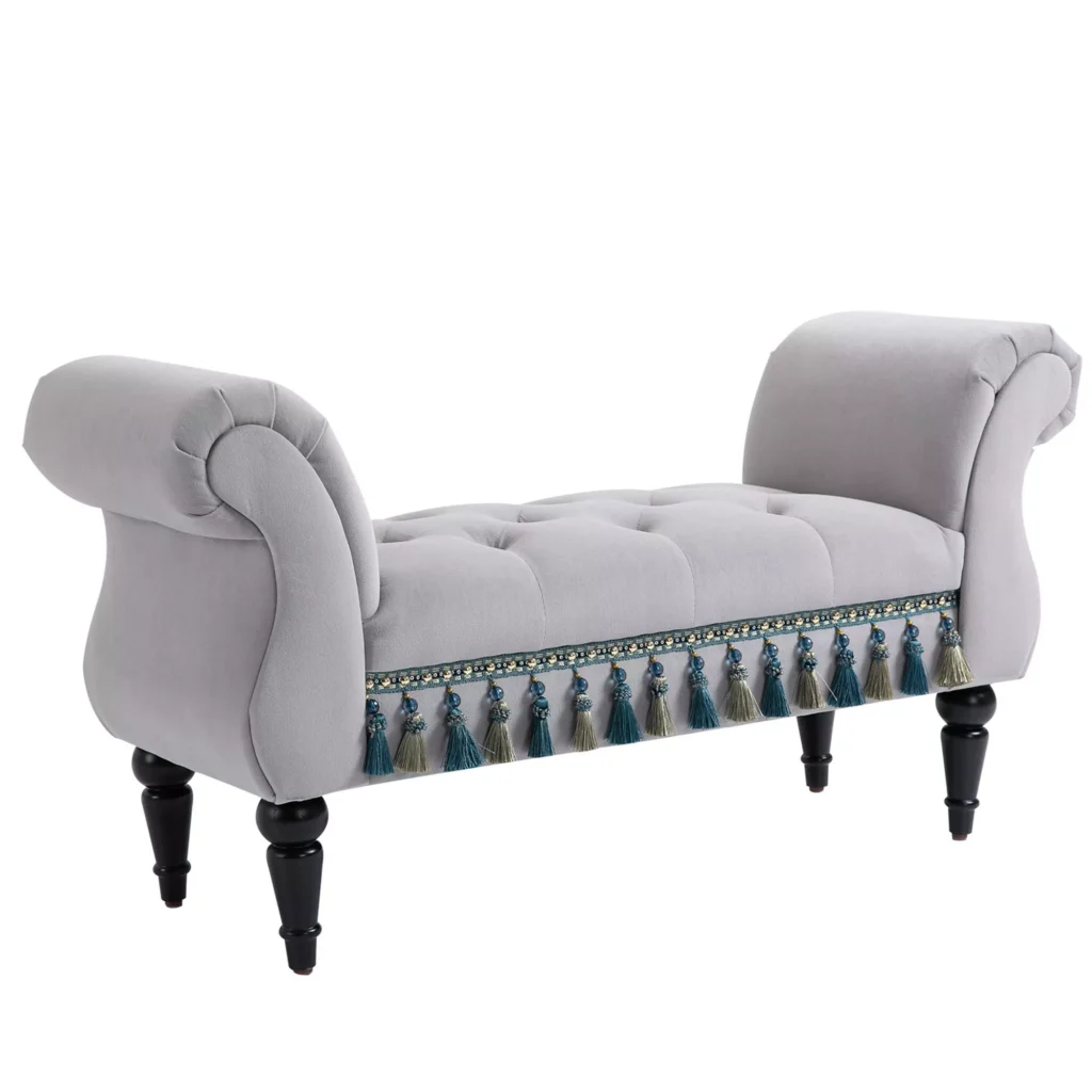 Elegantiškas minkštas suolas, pilkos spalvos, 117x40x58cm
