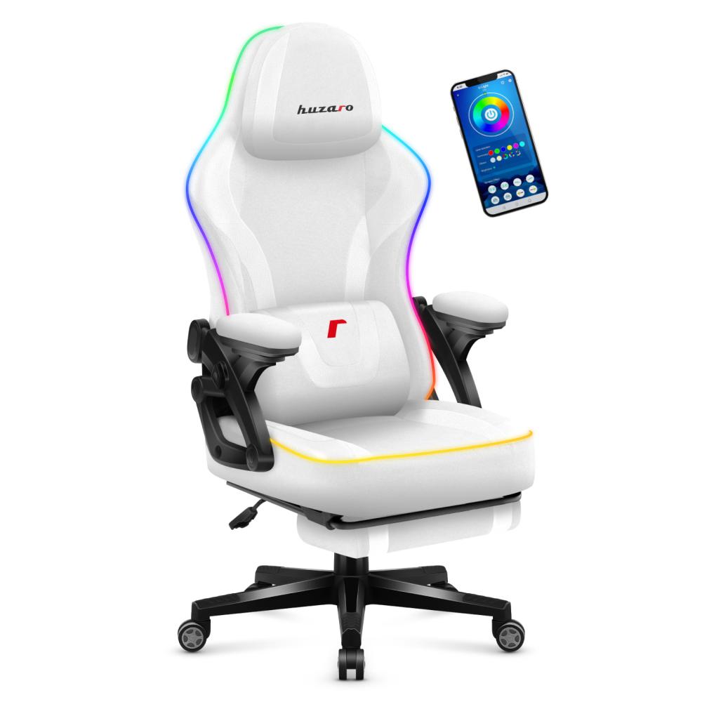 Žaidimų kėdė „Huzaro Force 4.6 White Mesh RGB Smart“