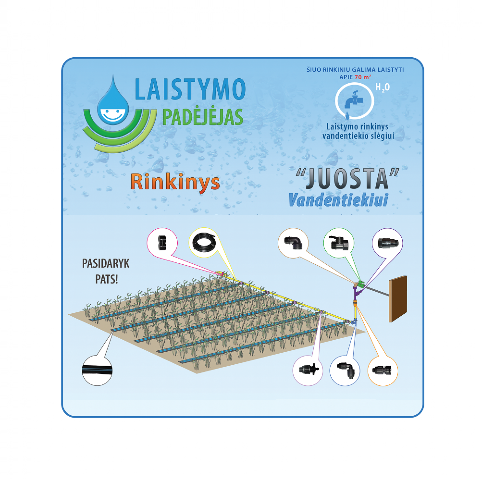 Šiltnamio laistymo sistema JUOSTA vandentiekiui