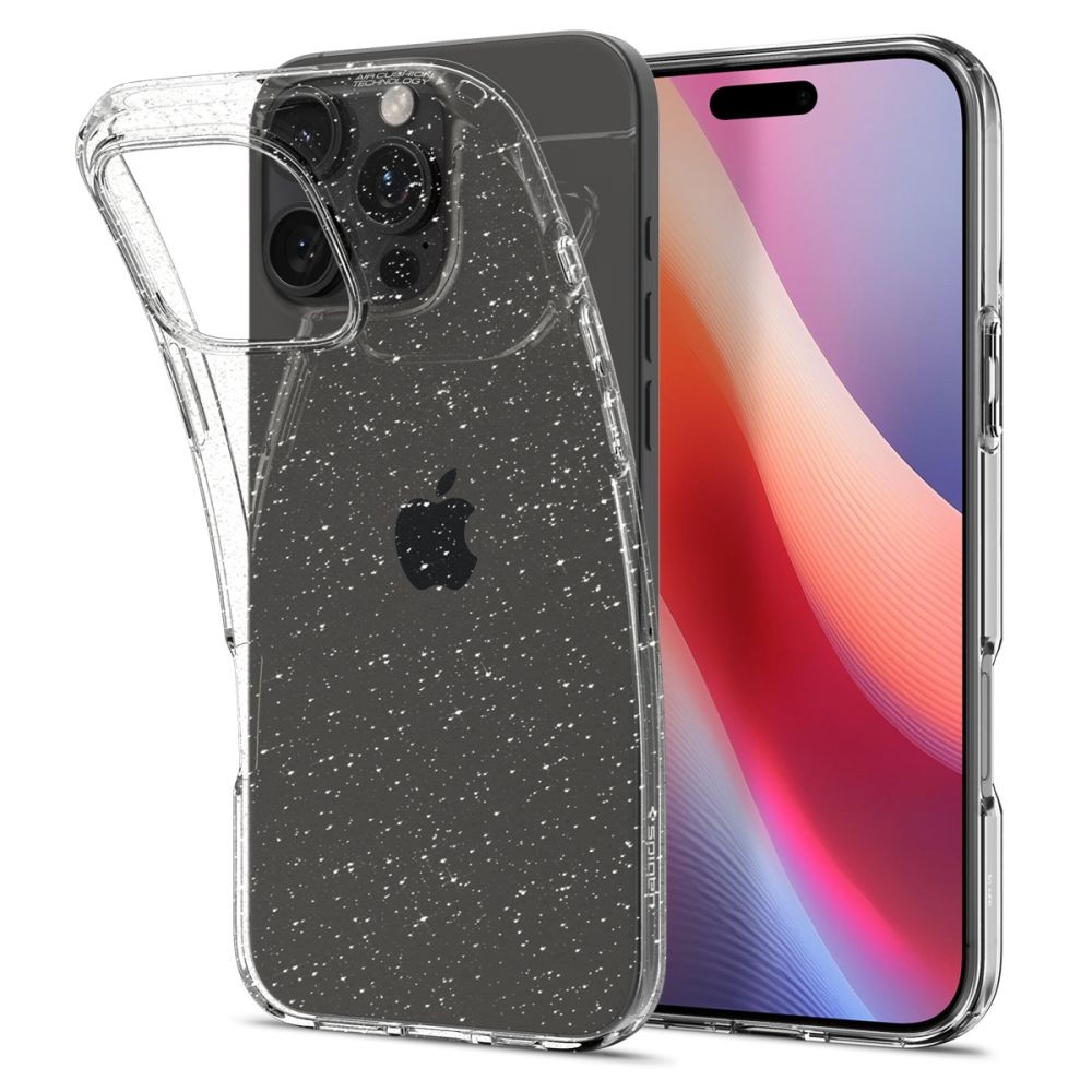 Skaidrus dėklas su blizgučiais "Spigen Liquid Crystal Glitter" telefonui Apple iPhone 16 Pro Max