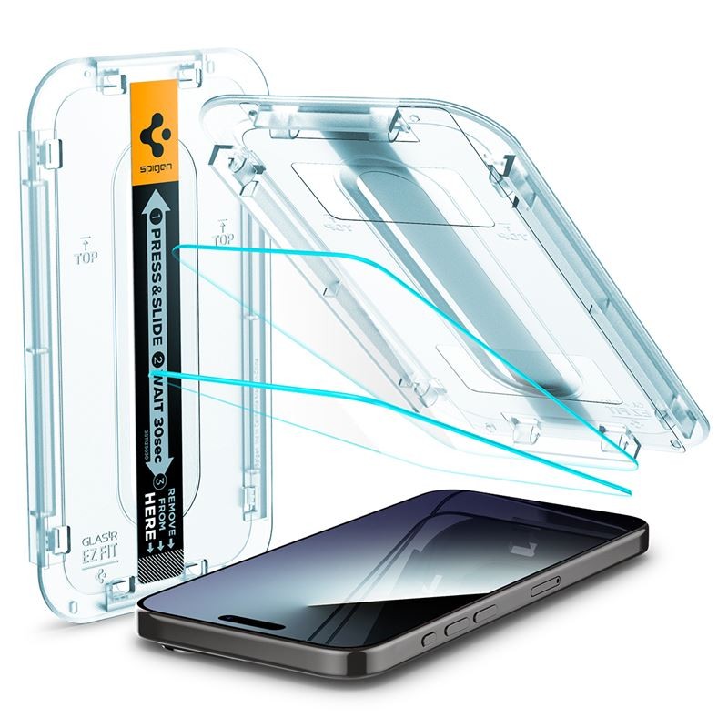 Apsauginis stiklas Spigen Glass tR EZ Fit 2 Pack, transparency - iPhone 15 Pro Max
