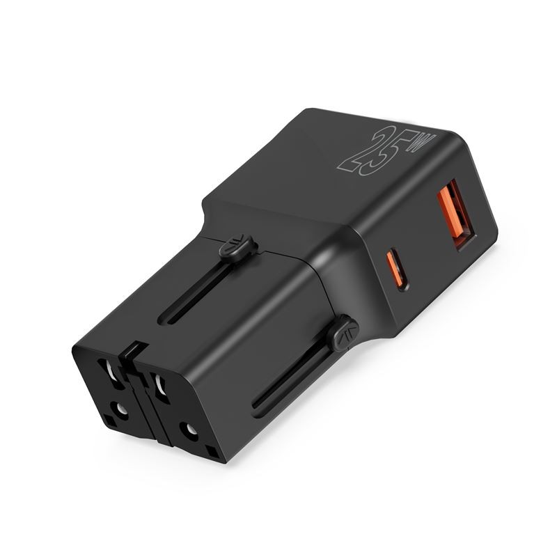 Mobile Origin Travel adapter 25W, EU/US/UK/AU, black