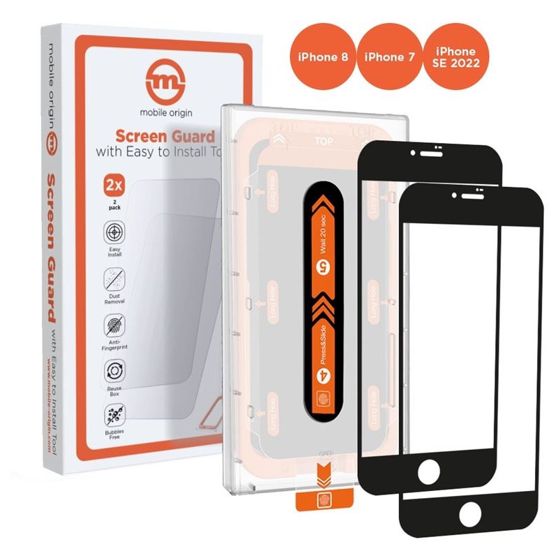 Mobile Origin Screen Guard iPhone 8 / 7 / SE 2022 / SE 2020 with easy applicator 2 pack