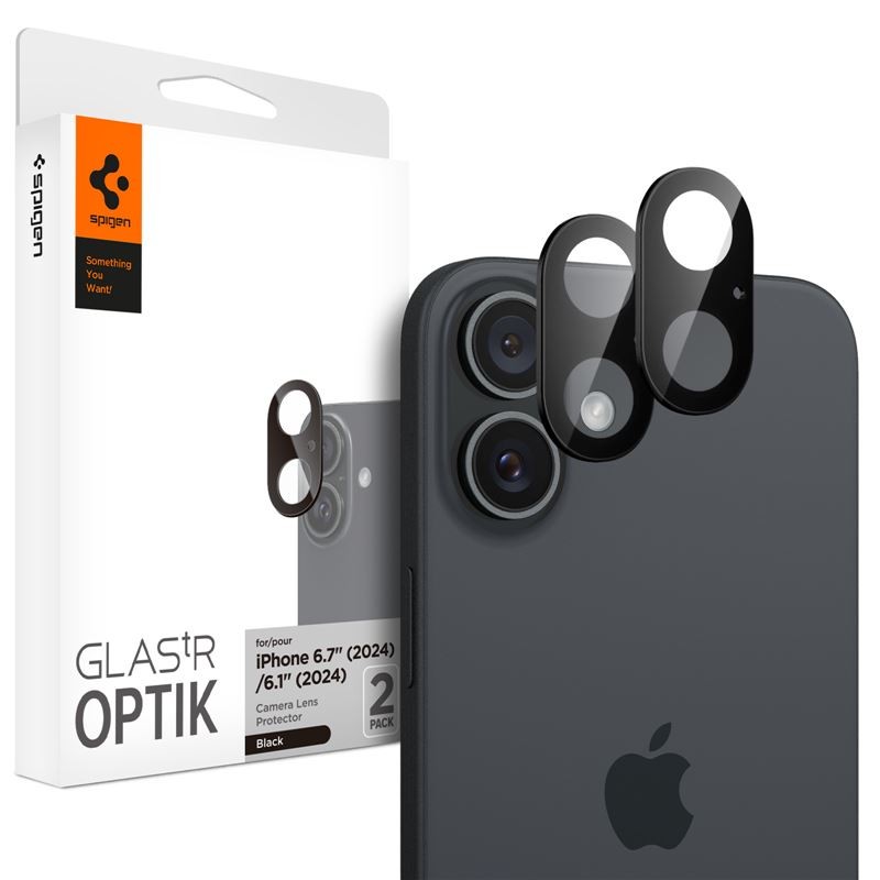 Spigen Glass tR Optik 2 Pack, black - iPhone 16/16 Plus