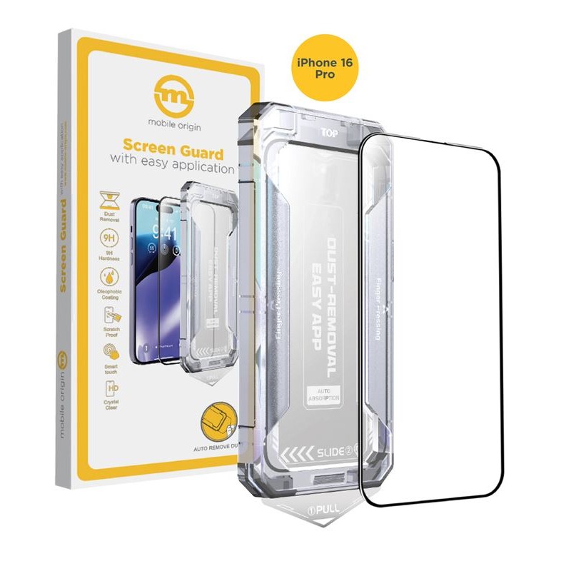 Mobile Origin Yellow Screen Guard with easy application, iPhone 16 Pro