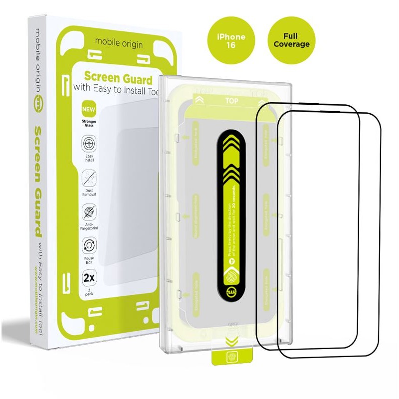 Mobile Origin Screen Guard with easy applicator, 2 pack - iPhone 16