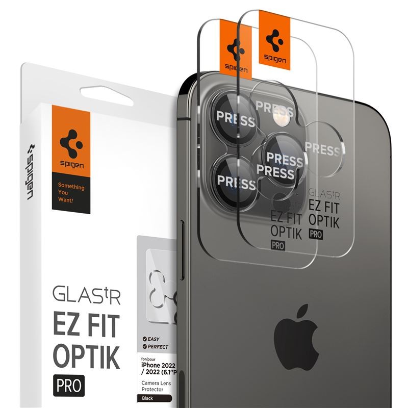 Spigen Glass tR EZ Fit Optik Pro 2 Pack, black - iPhone 16/15/14 Pro / 16/15/14 Pro Max