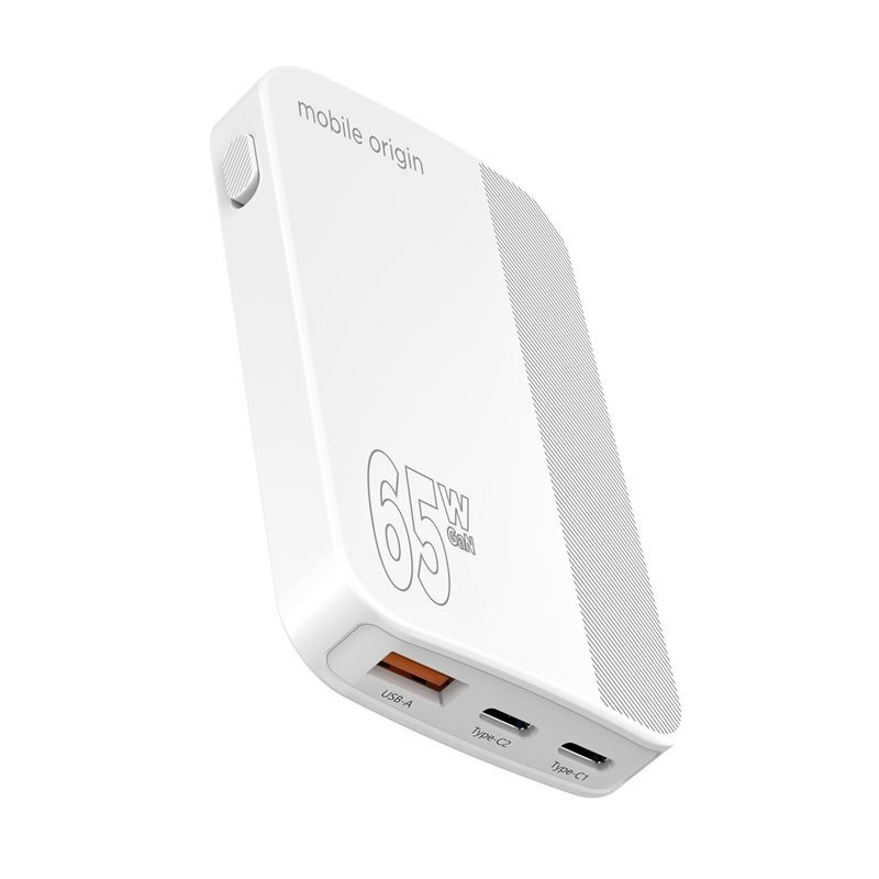 Mobile Origin 65W GaN III Slim Charger dual USB-C, Single USB-A white