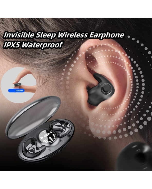 MD538 Invisible Sleep belaidės ausinės TWS Bluetooth paslėptos ausinės IPX6 vandeniui atsparios triukšmą slopinančios sportinės