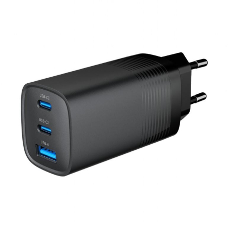 Cablexpert TA-UC-PDQC65-01-BK 3-port 65 W GaN USB PowerDelivery fast charger, black | Cablexpert|TA-UC-PDQC65-01-BK