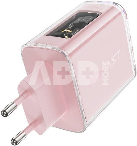 Wall charger Acefast A45, 2x USB-C, 1xUSB-A, 65W PD (pink)