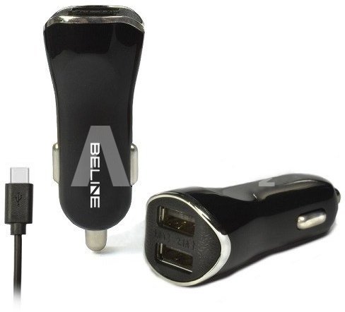 Beline Car charger 2xUSB + USB-C 2,1A black