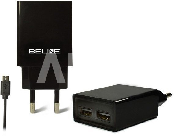 Beline Travel charger 2xUSB + microUSB 2A black