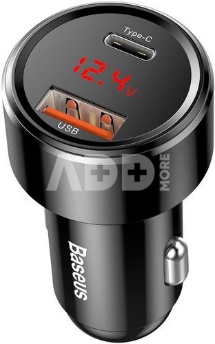 Baseus car charger 45W 2x ports (USB + USB-C) Magic black CCMLC20C-01