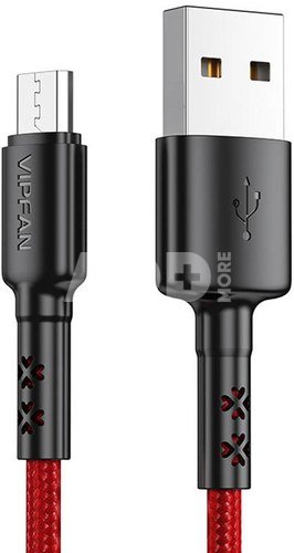 USB to Micro USB cable Vipfan X02, 3A, 1.8m (red)