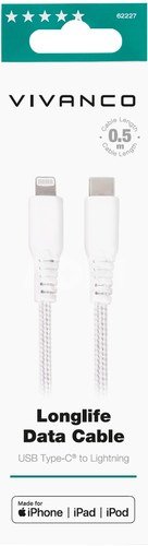 Vivanco cable USB-C - Lightning 0.5m, white (62227)