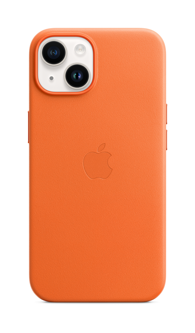 Dėkliukas APPLE iPhone 14 Leather Case with MagSafe - Orange