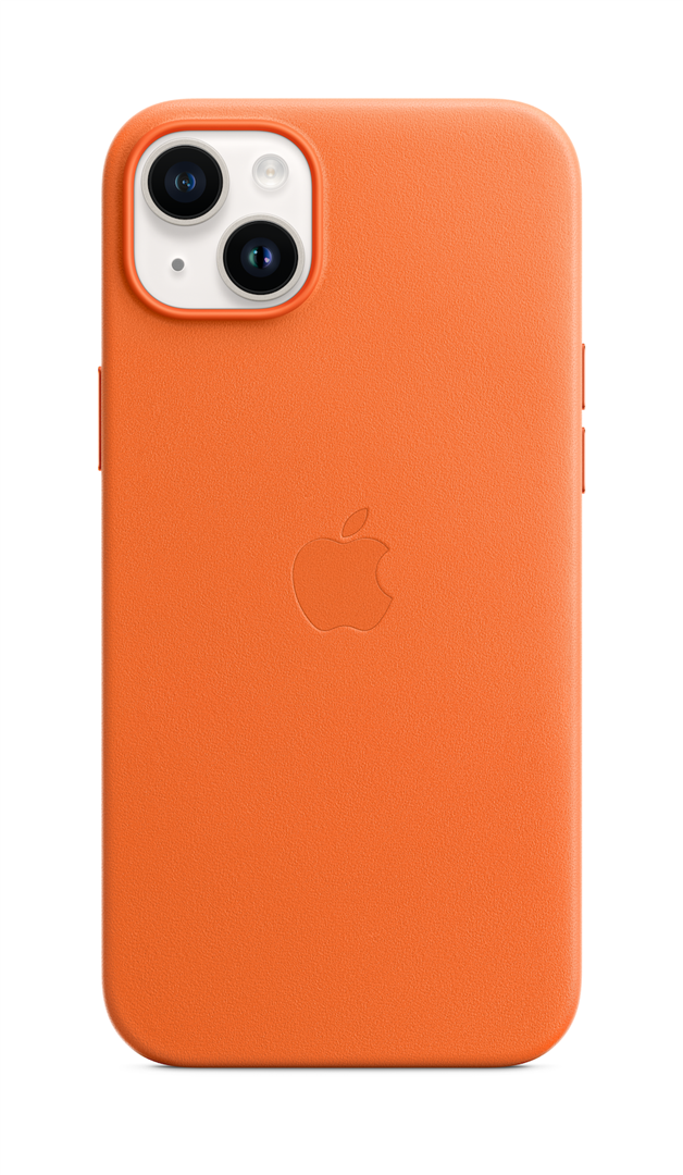 Dėkliukas APPLE iPhone 14 Plus Leather Case with MagSafe - Orange