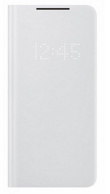 Dėkliukas Samsung Galaxy S21+ knygutė, LED, šviesiai pilka
