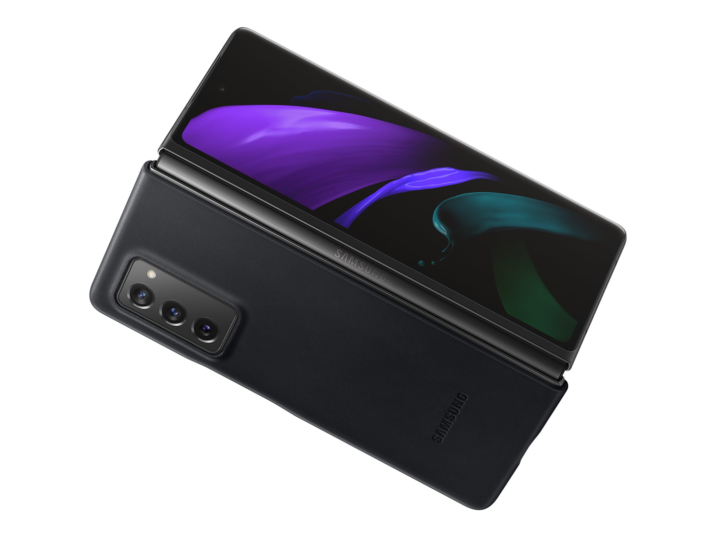 Dėkliukas SAMSUNG Galaxy Fold2, odinis, juodas