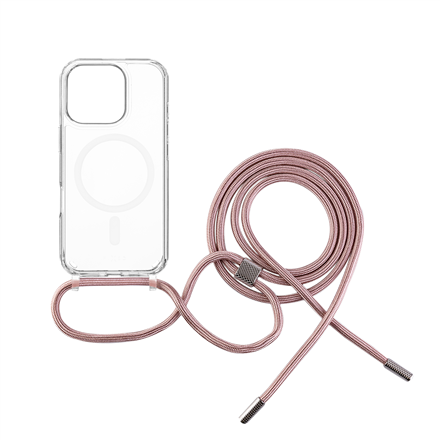 Dėkliukas Fixed  MagPure Neck  Back Cover with Lanyard  Apple  iPhone 16 Pro  TPU  Clear, Pink