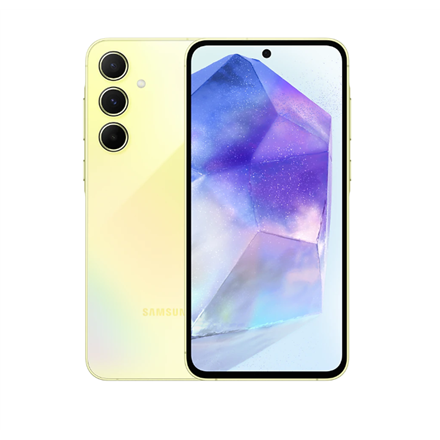 Samsung | Galaxy | A55 A556 | Lemon | 6.6 " | Super AMOLED | 1080 x 2340 pixels | Exynos | Internal RAM 8 GB | 128 GB | Dual SIM | 4G | 5G | Main camera resolution 50+12+5 MP | Secondary camera resolution 32 MP | Android | 14|SM-A55-Lemon-128