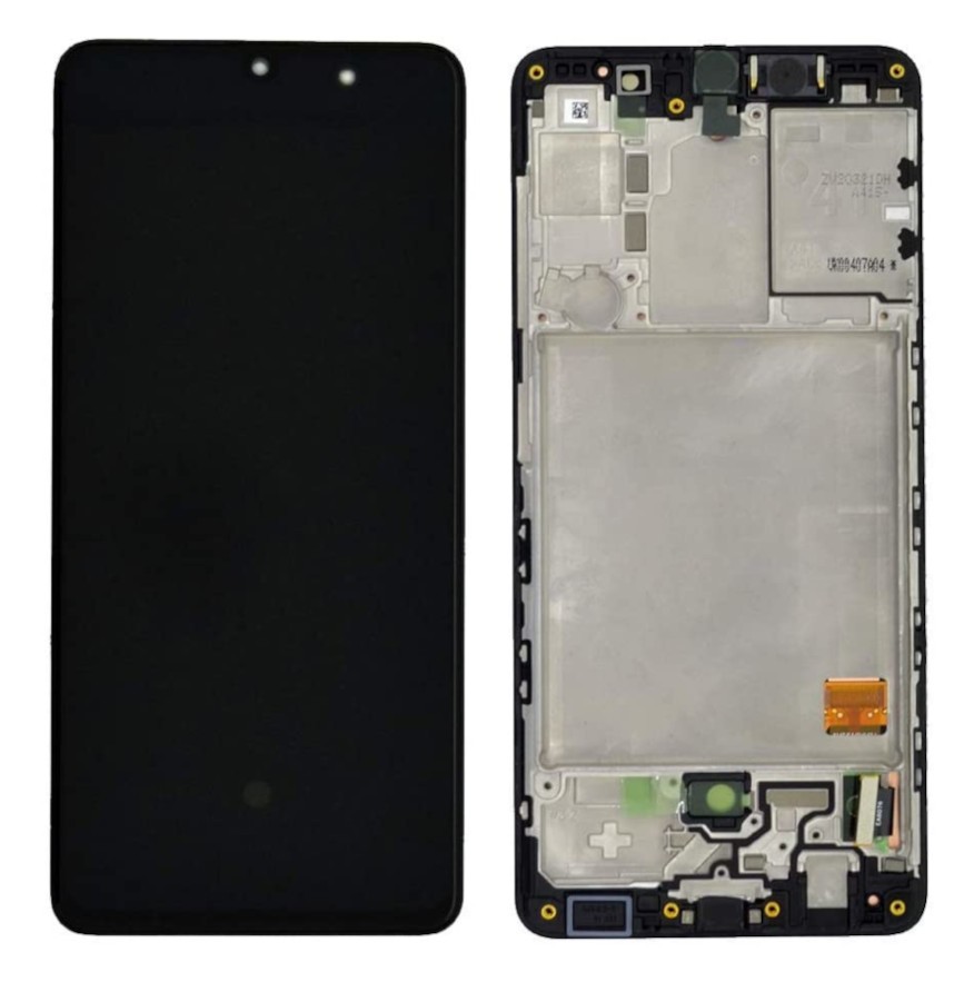Ekranas Samsung A415 A41 su lietimui jautriu stikliuku ir rėmeliu originalus Black (service pack)