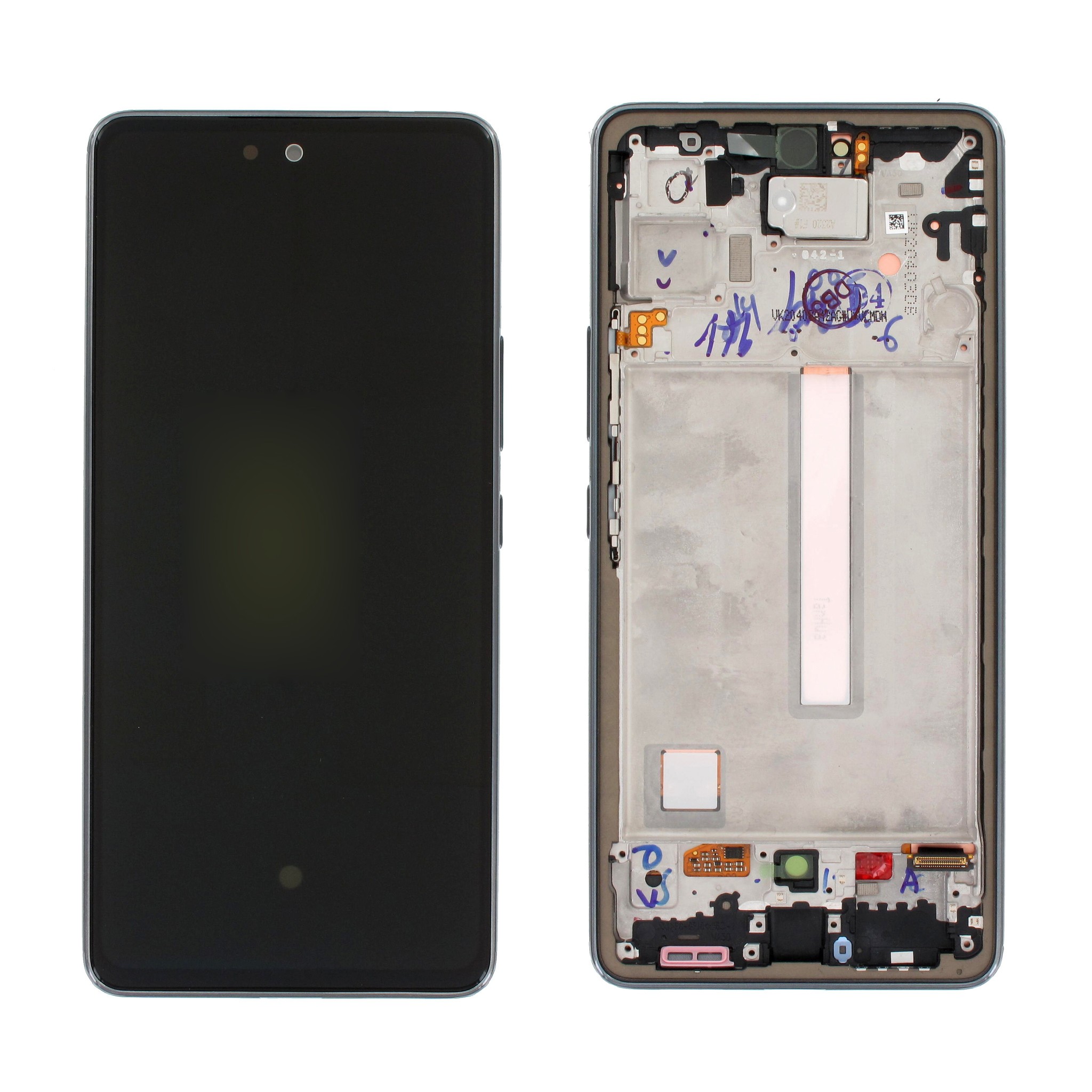 Ekranas Samsung A536 A53 5G su lietimui jautriu stikliuku ir rėmeliu originalus Awesome Black (service pack)