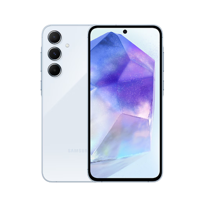 Samsung | Galaxy | A55 A556 | Ice Blue | 6.6 " | Super AMOLED | 1080 x 2340 pixels | Exynos | Internal RAM 8 GB | 128 GB | Dual SIM | 4G | 5G | Main camera resolution 50+12+5 MP | Secondary camera resolution 32 MP | Android | 14|SM-A55-Ice Blue 128