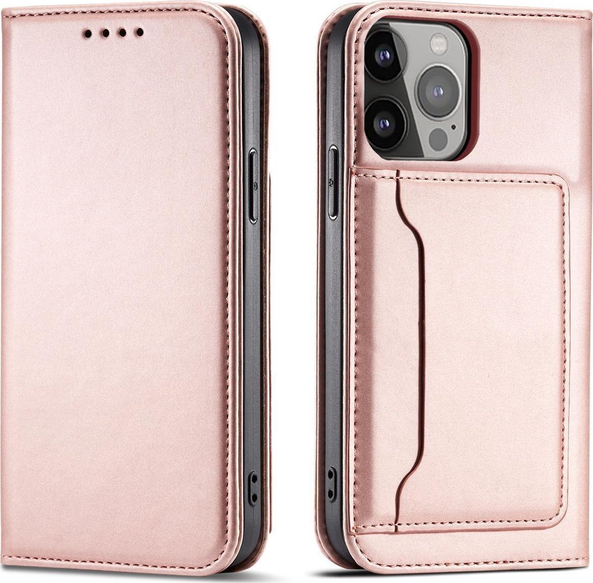 Hurtel Magnet Card Case case case Samsung Galaxy S23 cover with flip flop pink stand wallet