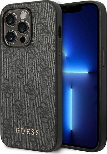 Guess Guess Etui Iphone 14 Pro Grey Metal Gold Logo