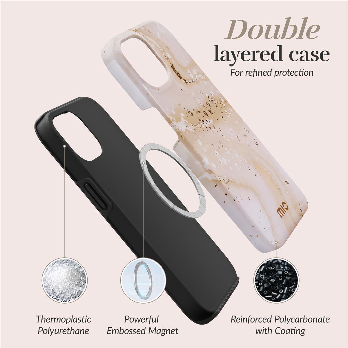 MIO Gold Marble Magsafe Compatible for iPhone 15 Pro
